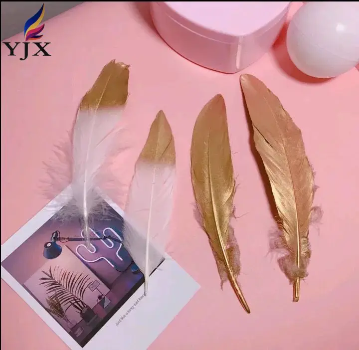 Factory Wholesale New Design DIY Gold Painted Goose Feather rooster tail