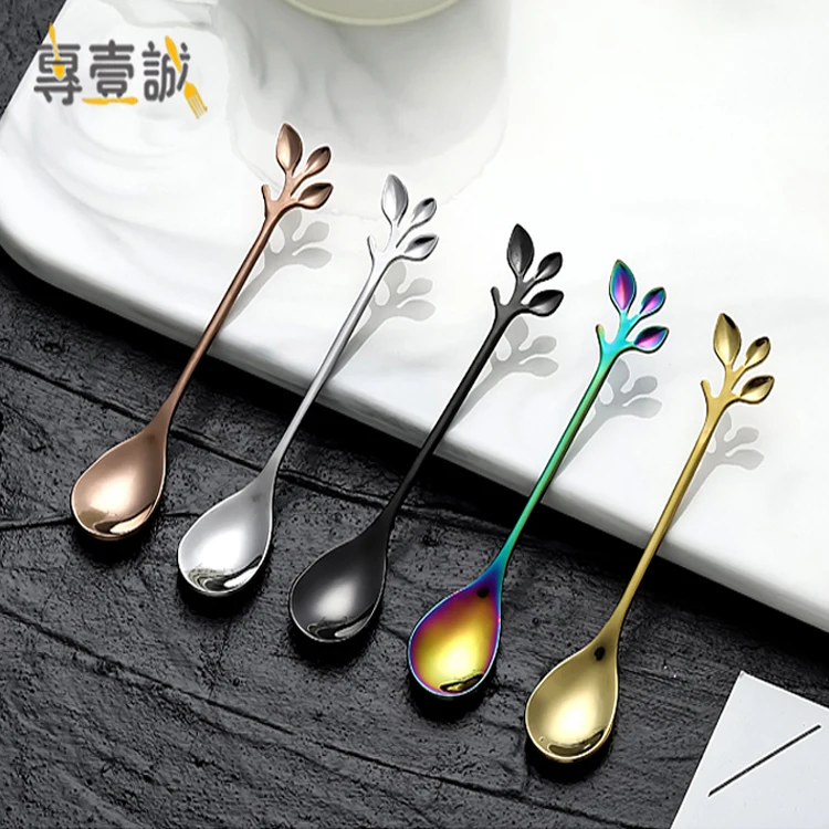Посуда из нержавеющей стали, креативная Цветочная кофейная ложка, ложка для перемешивания, ложка для смешивания