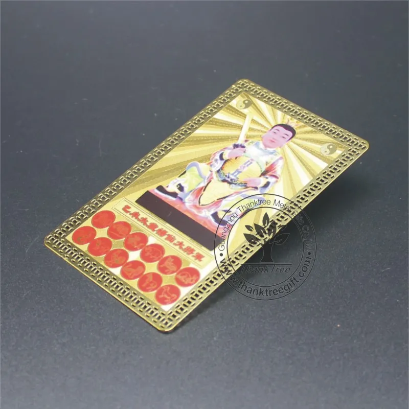 professional design golden plated both sides custom Buddha amulet cards wholesale