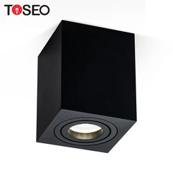 Surface Square 50w Downlights Indoor Dimmable COB Lights Pure Aluminium Led Gu10 Adjustable Ceiling Spot Light Surface Mounted