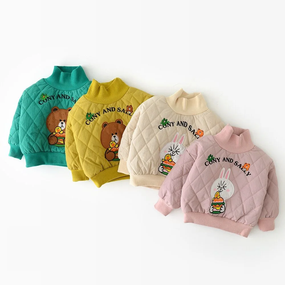
Wholesale winter outerwear for children baby coats cartoon embroidery cotton jacket 