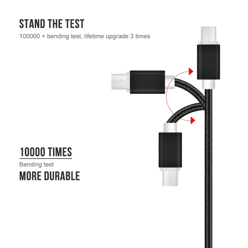 
Short Nylon Braided 0.25M Micro USB Data Cable Fast Charging V8 Charger for Android 
