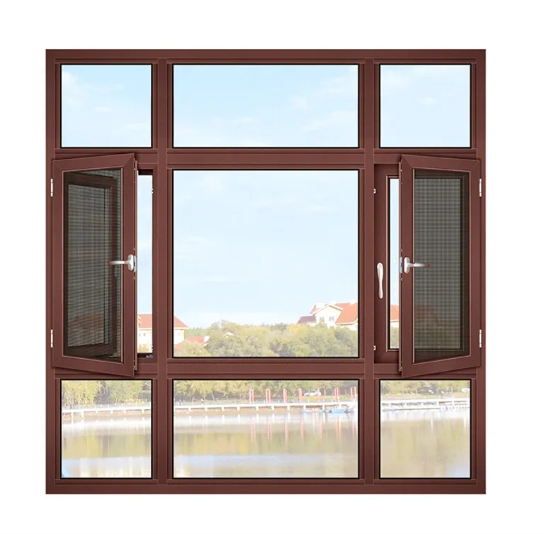 Antique Latest Design Aluminum Casement Window Broken Bridge Aluminum with Mosquito Net