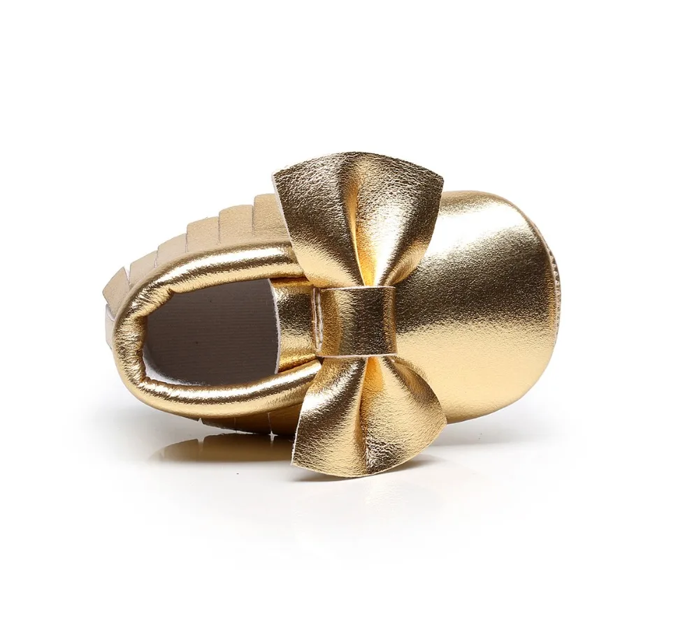 wholesale factory fringe bow baby shoes PU leather baby mocassins shoes