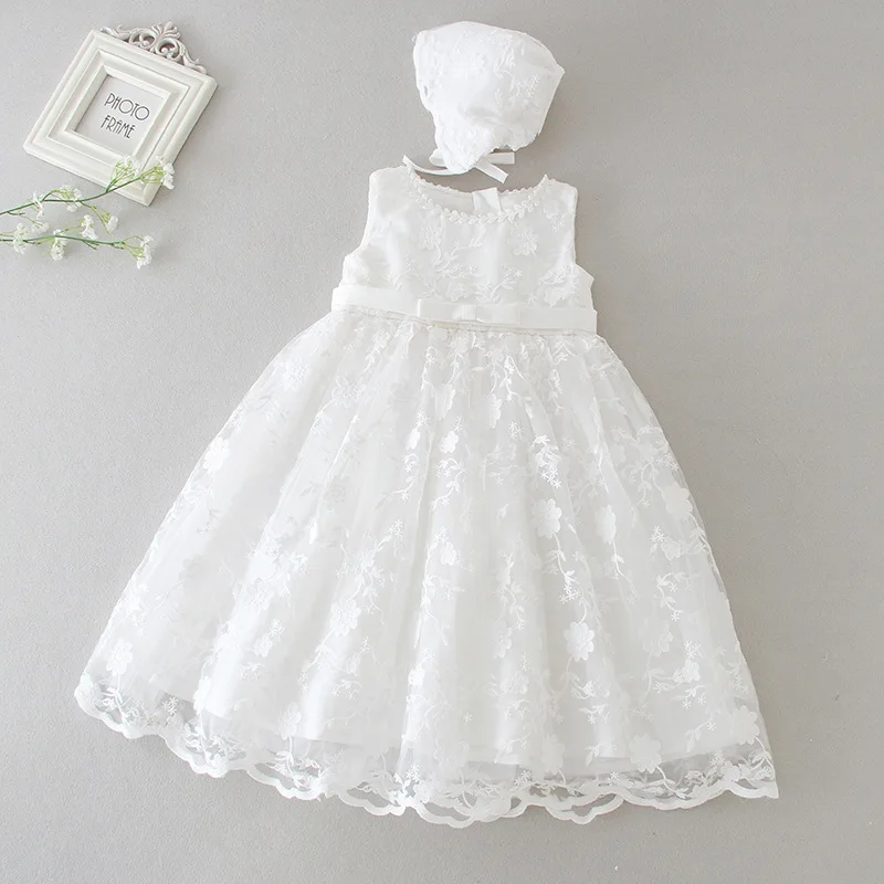 2019 latest white christening baby dress for 0-1 year old