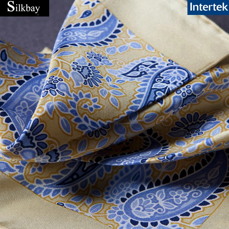 
Custom printed 100% silk men handkerchief 
