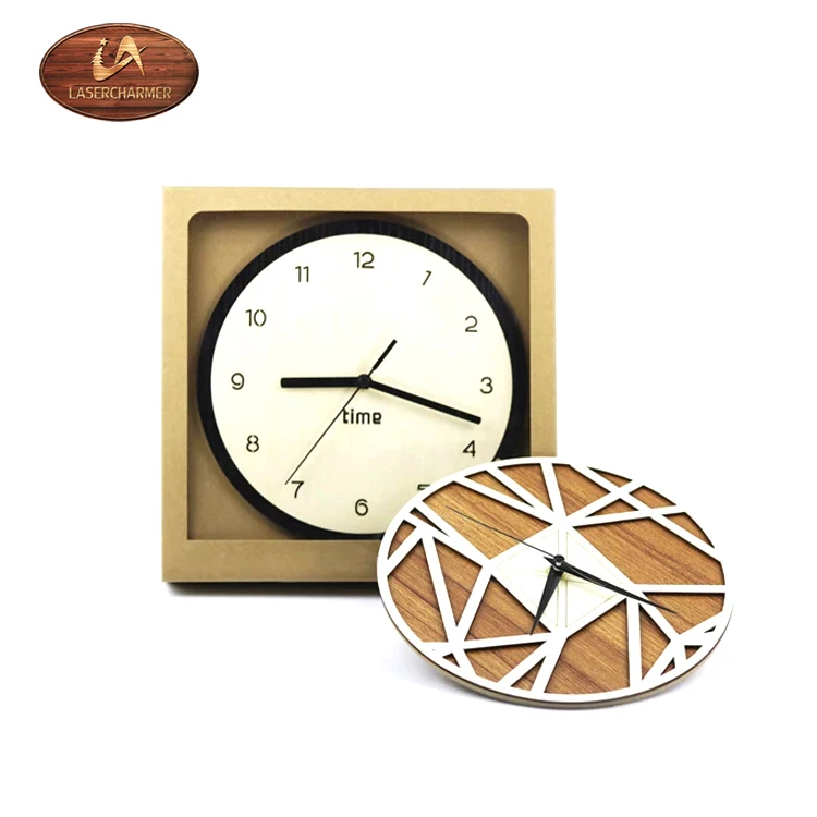 laser cut exquisite garnishry wooden craft circular shape wall clock