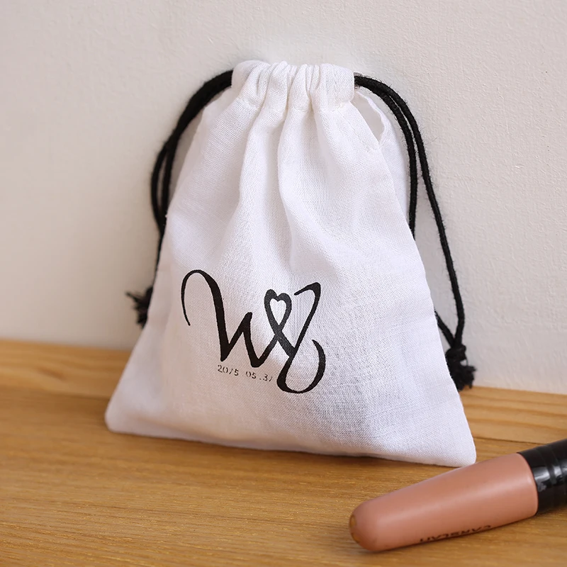 Customized High Quality Reusable Small Drawstring Cotton Muslin Bag