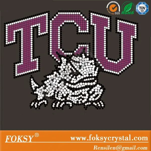 Rhinestone Transfer GTS Horned Frogs Hot Fix for Shirt