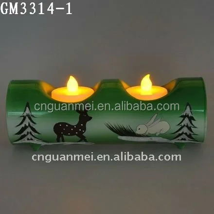 Рождество расписанную свеча holer с двумя держатели для свечи