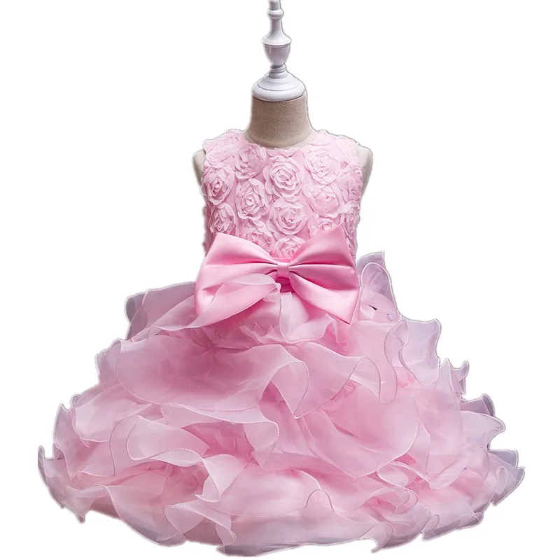 
BH037 Flower Girls Wave Ruffle Flocks design Children Hand Made Appliqued Wedding Gown Kids Evening Dresses New Fashion 2018 