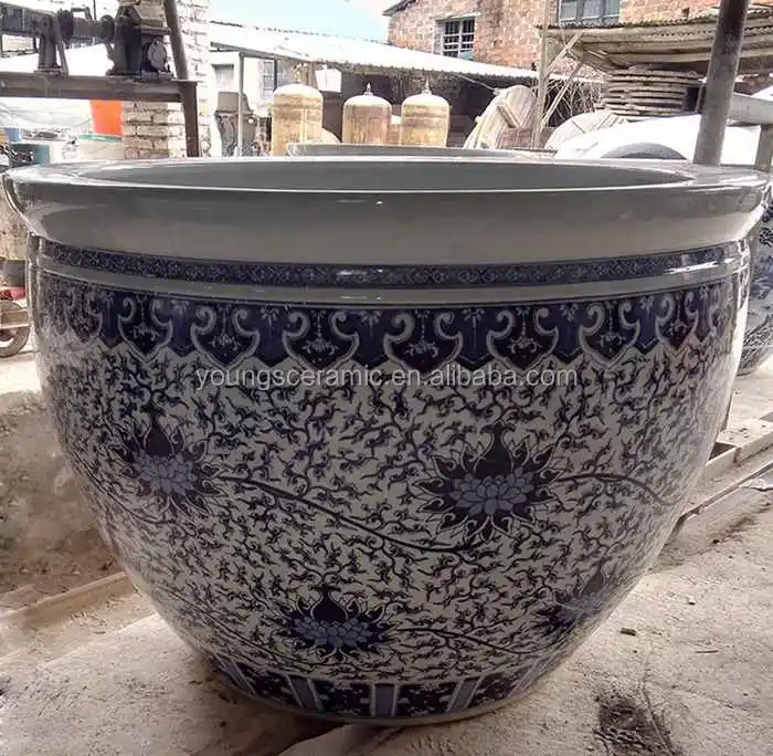Luxury large jingdezhen hand painted blue and white ceramic pot planters