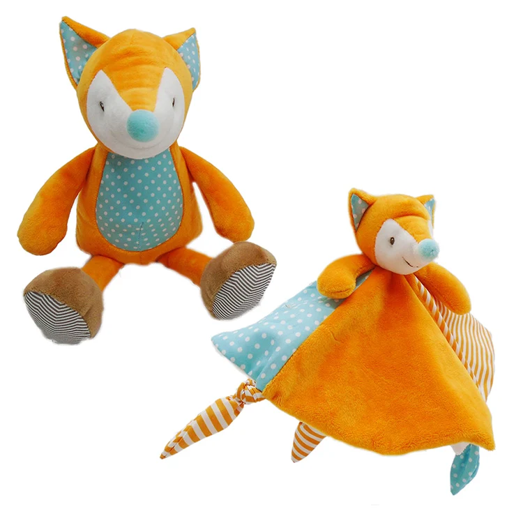 Fox doudou baby blanket toy with baby set