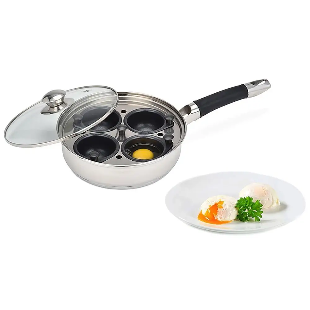 
Egg Poacher Pan Set with 4 Egg Poaching Cups and Stainless Steel Frypan Pan egg steamer 