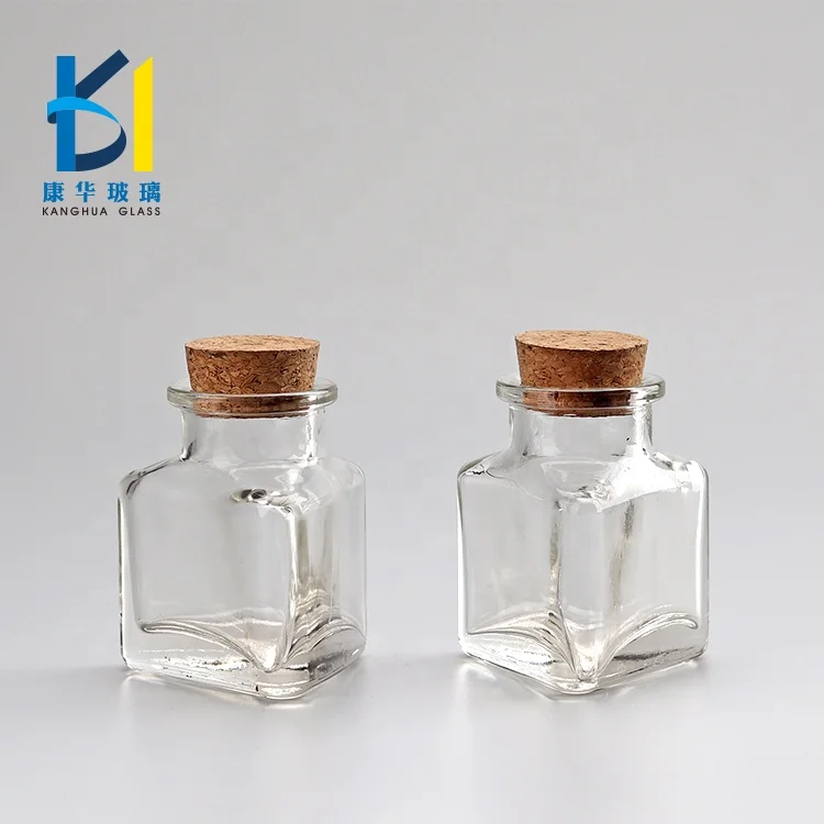 Triangular Shaped Glass Bottle Empty Bottles With Cork For Gift