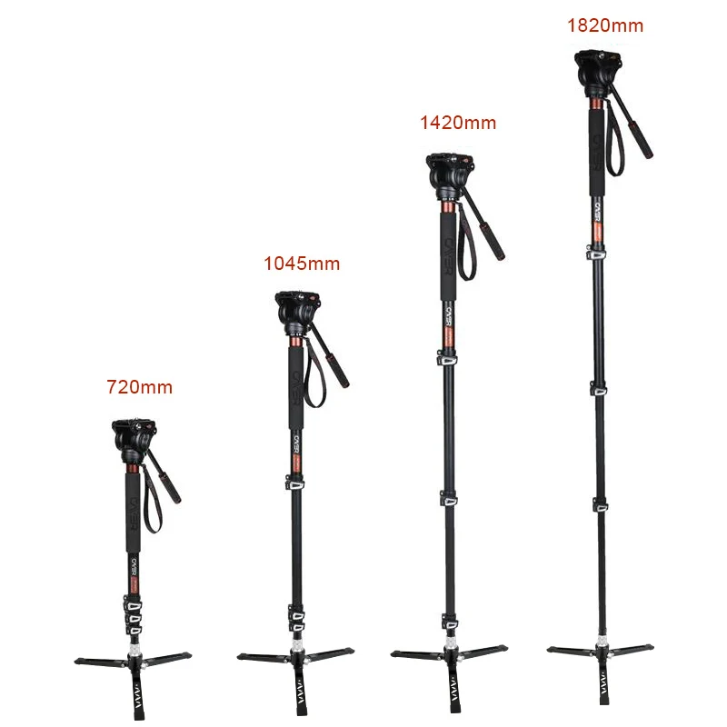 New product video camera monopod Cayer AF34DVH4 aluminum monopod with monopod telescopic legs