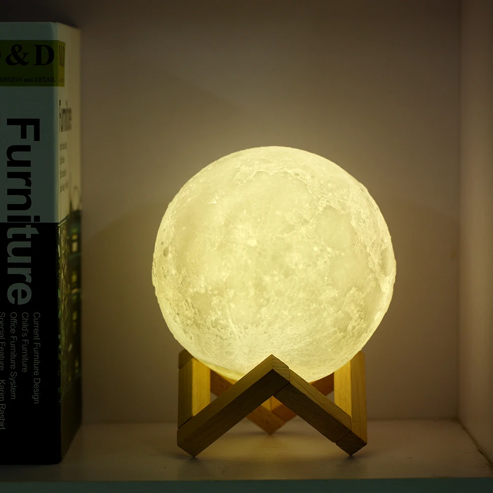 Moon Light - 3d Printing Light - Moon Lamp 3d - Warm and White Touch Control Brightness with USB Charging