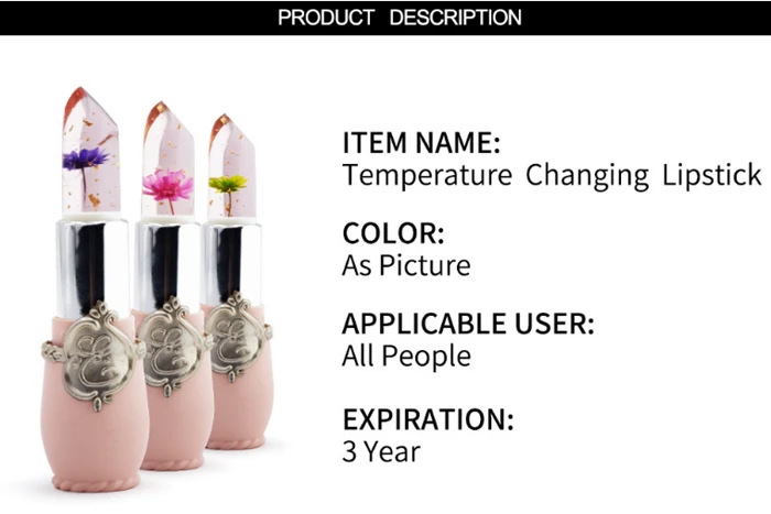 
2018 Make your own temperature change colour clear magic lipstick with flower change color 