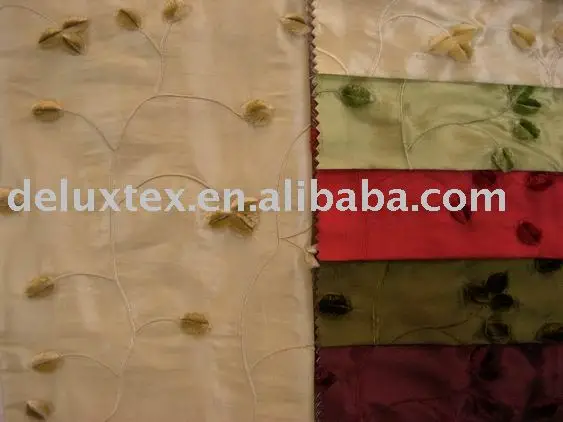 various styles upholyester design embroidered taffeta fabric for curtain and table