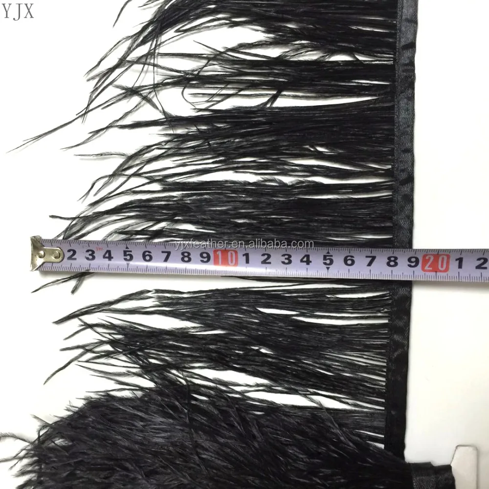 BLACK OSTRICH FEATHER TRIM FOR DECORATION