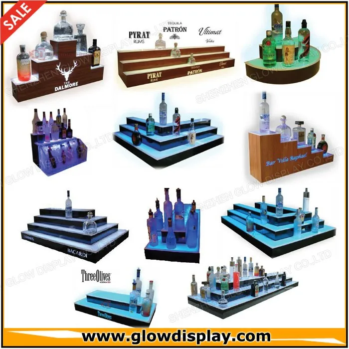 Bar Back Glowing LED Lighted Liquor Bottle Display Stand for nightclub bar lounge