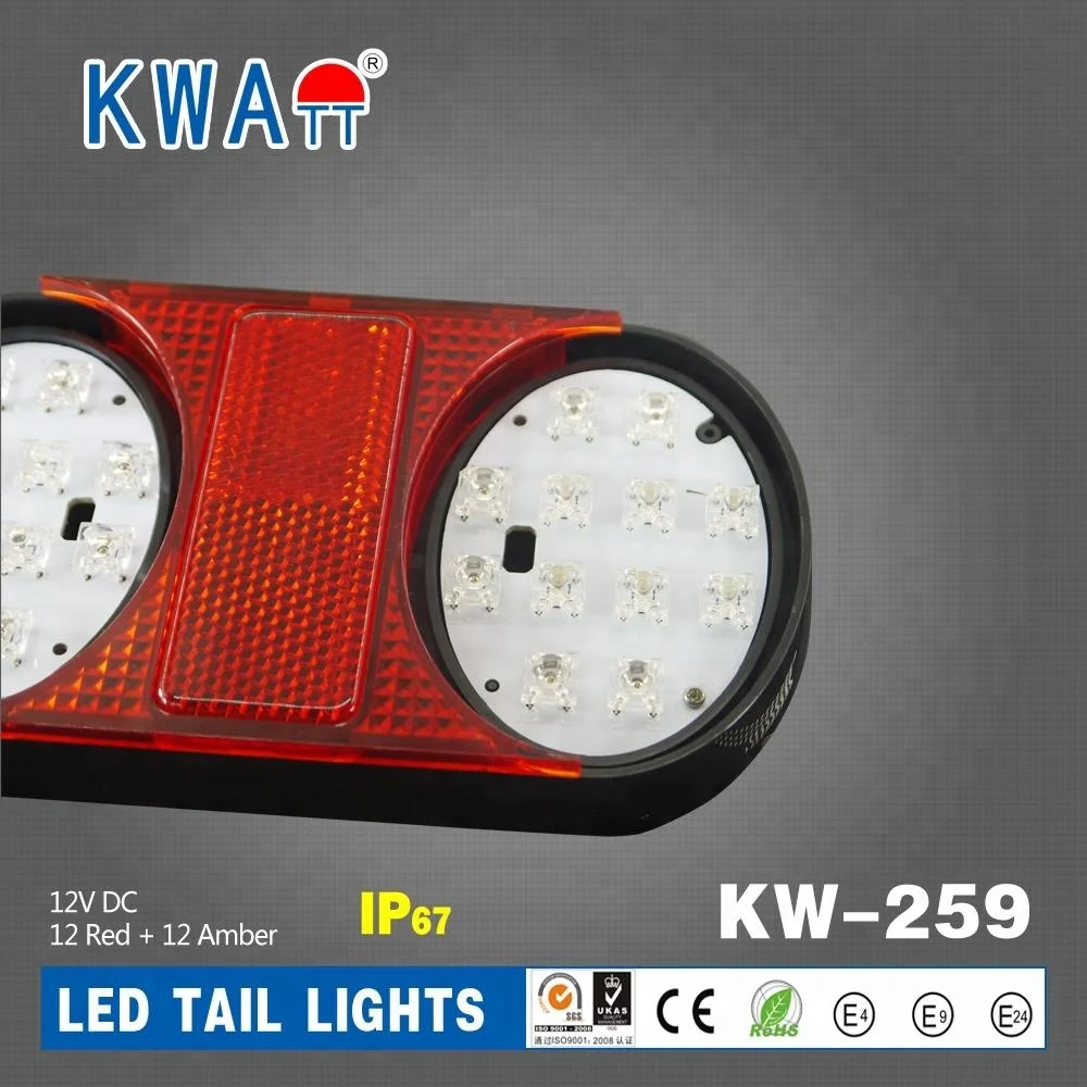 
Factory High Quality 24pcs LEDs12V Oval Vehicle Autostop turn rear TAIL Lights for Truck trailer marine With E-Mark 