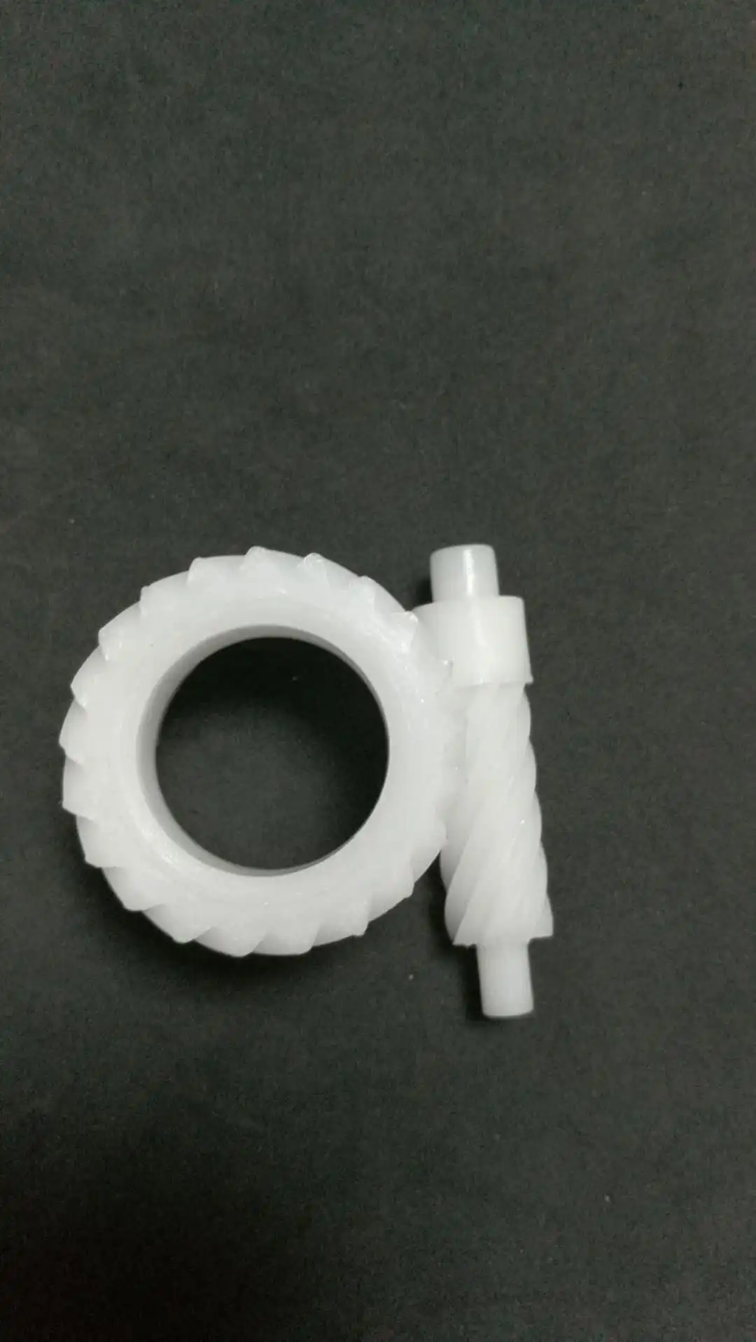 Non-standard customized plastic injection gear with spiral angel 45 deg Nylon,POM,PEEK spiral plastic worm gear for motor