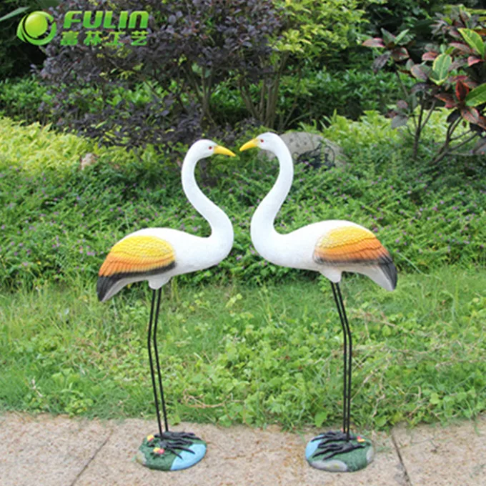 2/S 60cm H resin garden animal statues cranes sculpture garden decoration