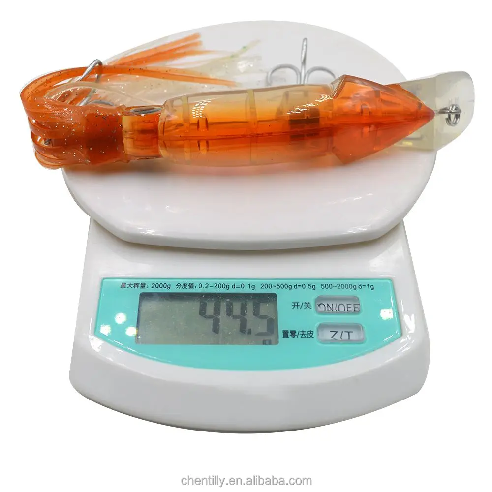 10 pcs hard Squid fishing lures Soft tail squid with hook Top water Lures Trolling Bait 9 Inch 45 g Colors mixed