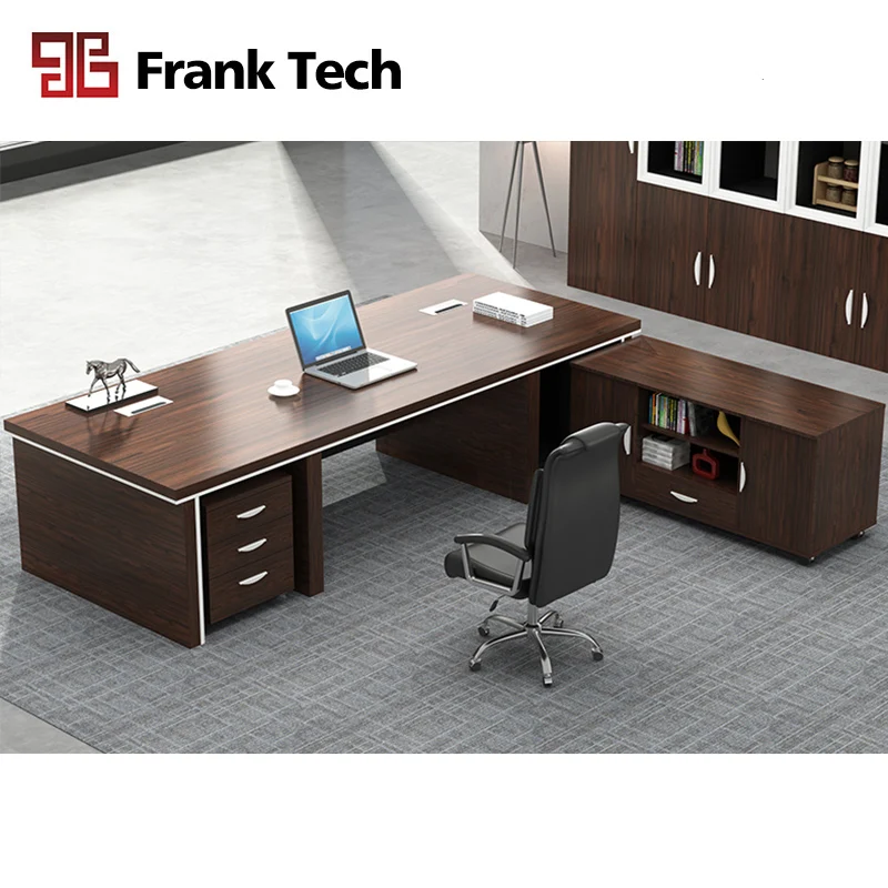 Foshan L-shape Classic Style MFC Big Office Furniture Set Modern Manager Desk Executive Computer Desk