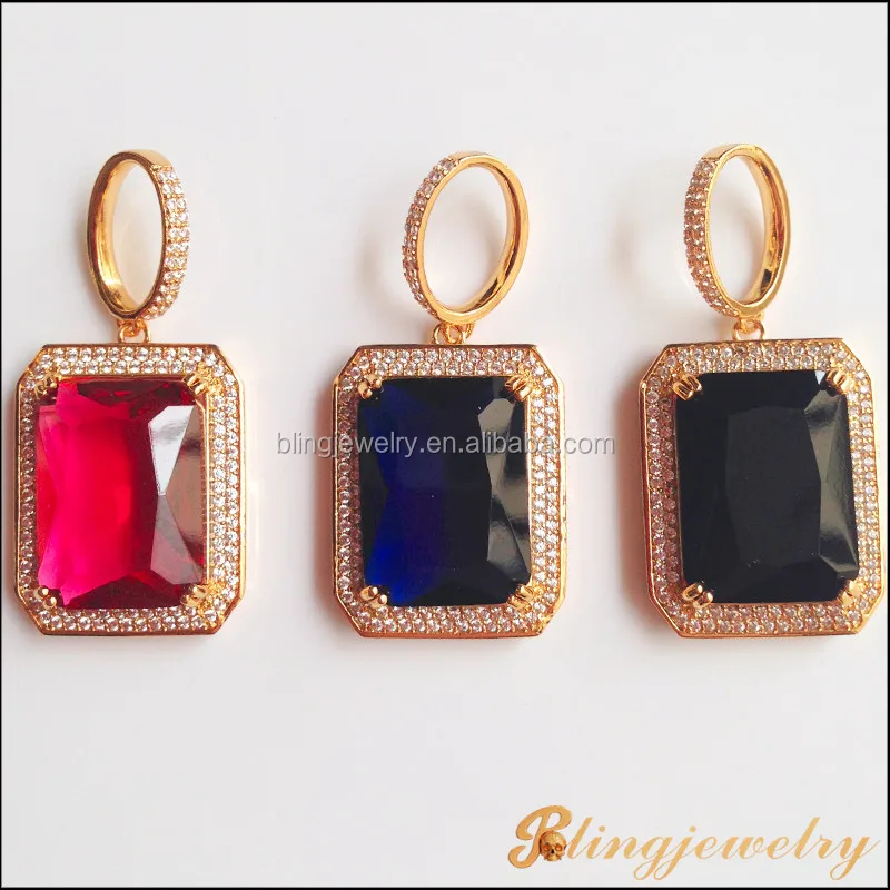 
2015 fashion jewelry hip hop ruby pendant big stone pendant design jewelry 