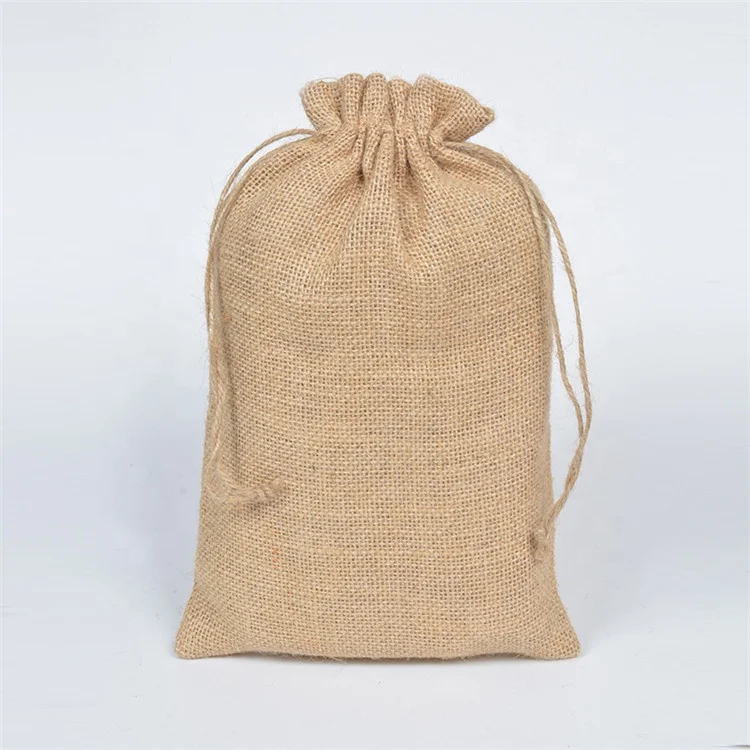 Natural Hemp Drawstring Bags Wholesale Burlap Gift Drawstring Pouch Jute Bags with String