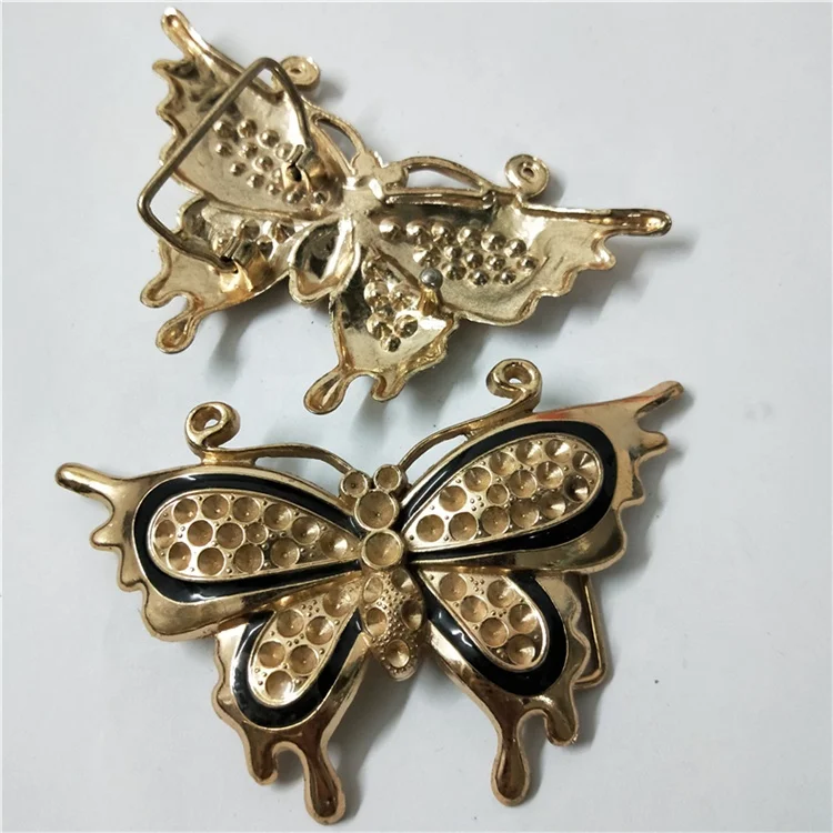 Colorful Butterfly shape Rhinestone metal belt buckle Diamond Spray paint buckle for garment belt