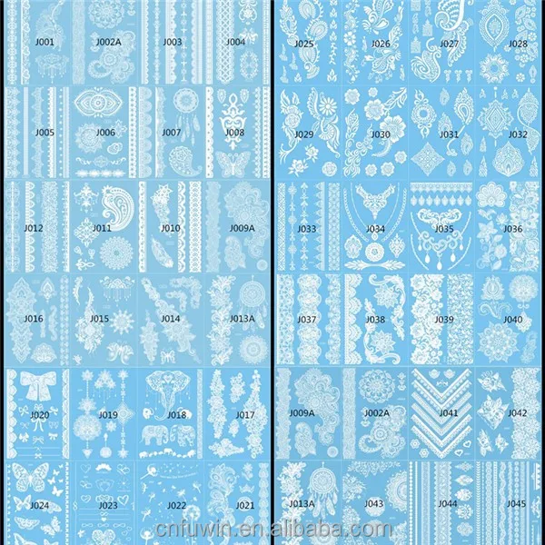 2016 Fashionable high quality lace black and white henna tattoo