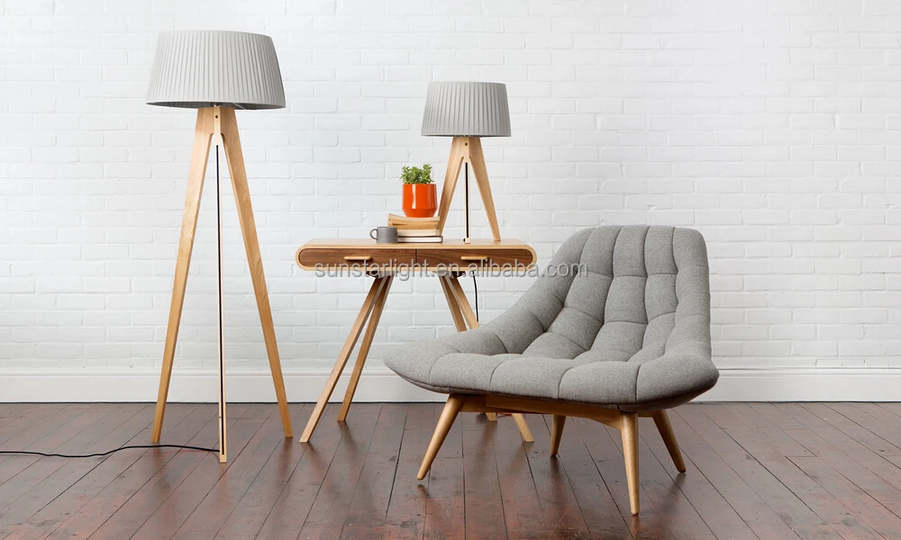 Modern Hotel Tripod Table/ Floor Lights 3 Legs Wooden Table / Floor Lamps