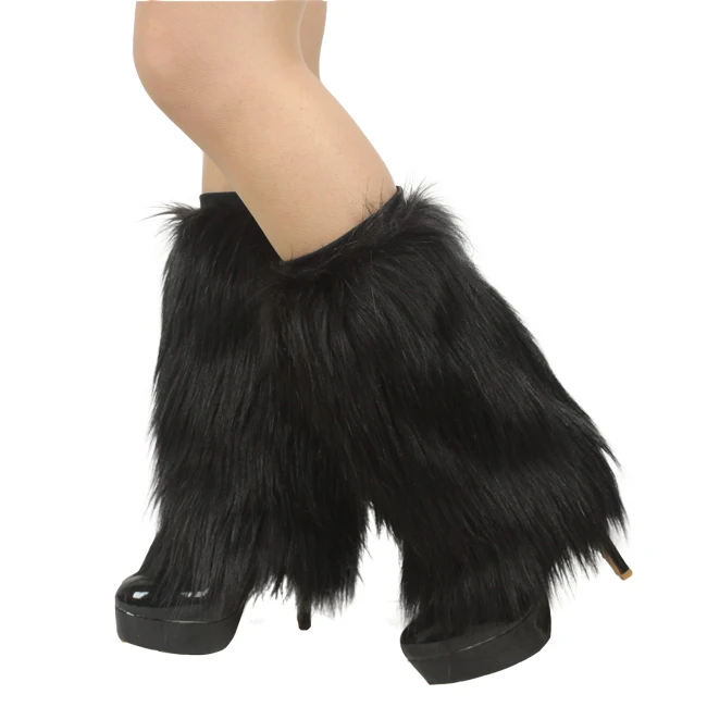 
Women White Santa Claus Costume Accessories Faux Fur Leg Warmer 