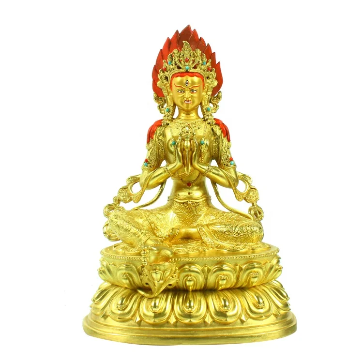 Customized Golden 21 Tara Tibetan Buddha Statue Religious Bronze Carved Buddha Tara Statue