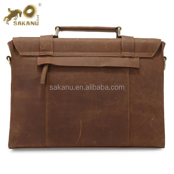 Vintage Men Leather Messenger Laptop Bag business Leather Briefcase Tote Shoulder Bag