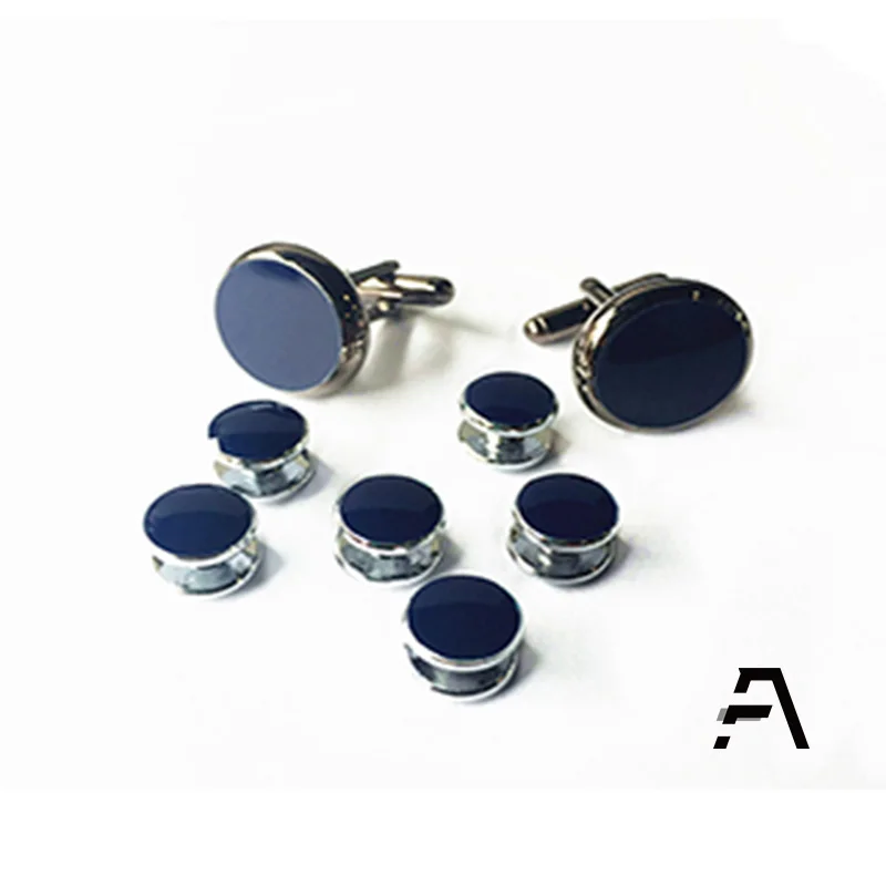 Black  shell Cufflinks and Shirt Stud Set For Men