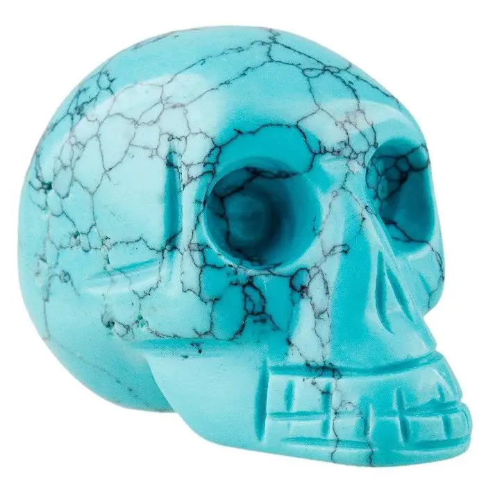 Wholesale Turquoise Crystal Carving Craft Decor Quartz Head Crystal Skulls Carved