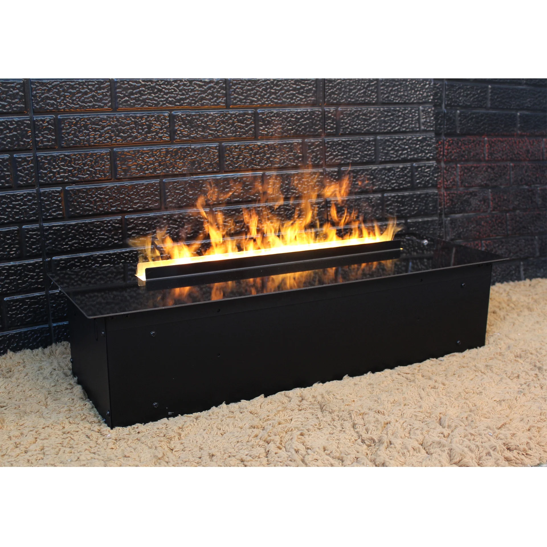 
Water Vapor Fire Steam Fireplace Cassette 600mm Flat Brushed Stainless Steel Top Panel Design Steam Flame Effect Waterdamp Haard 