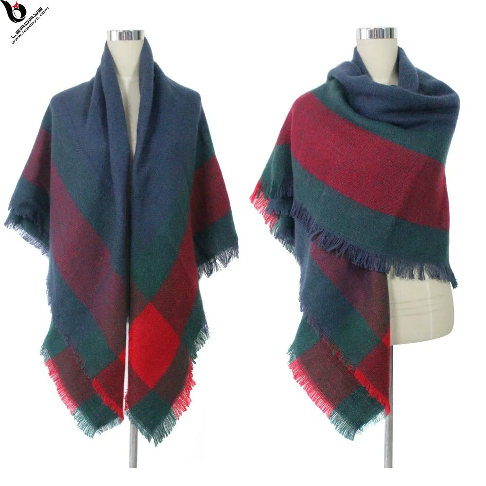 Новые Приходят Оптовая Полиэстер Зима Мужская Квадратный Платок Плед Вязаные Шарфы