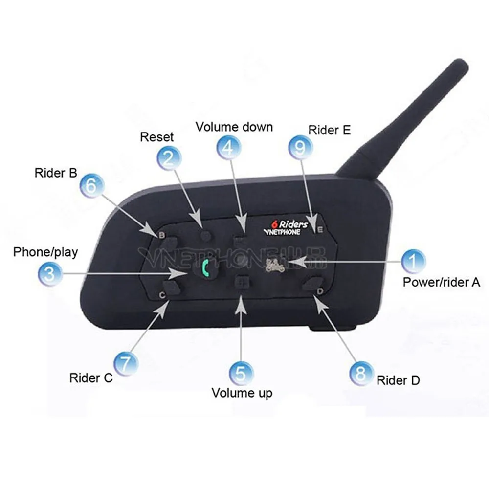 Factory price V6 6riders 1200M motorcycle headphones bluetooth intercom