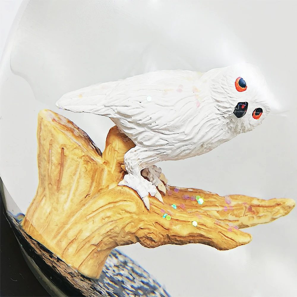 10 см стеклянный поток ликера конфетти жидкий водяной шарик с блестками из зыбучих песков и изгородь птица сова снежный шар купольный