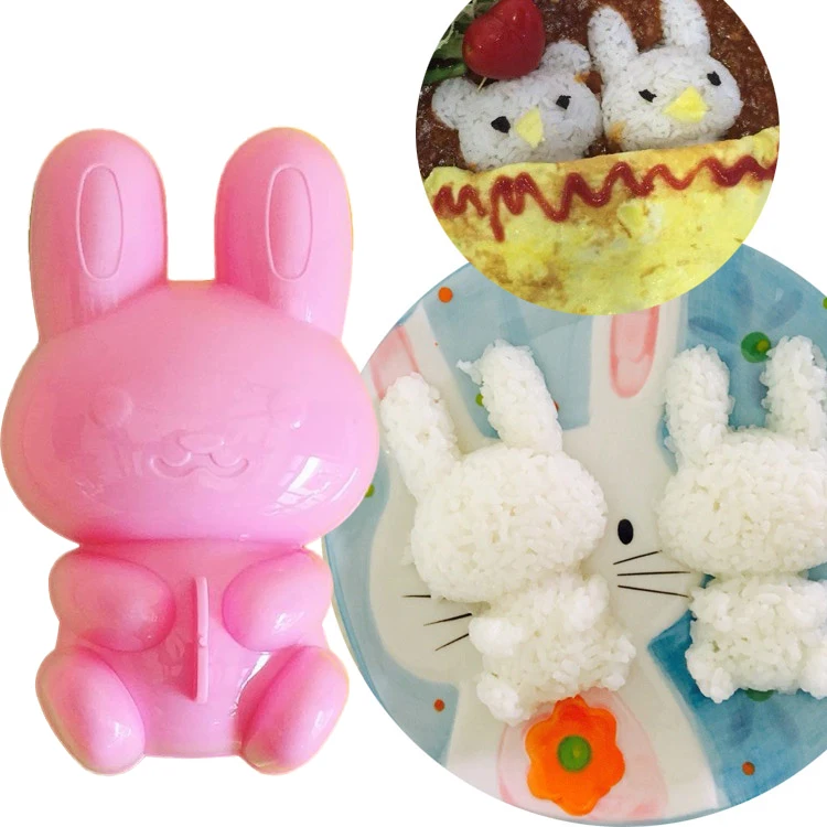 3D Cartoon DIY Sushi Mold Rabbit Rice Roll Ball Kits Maker Bento Non Stick Press