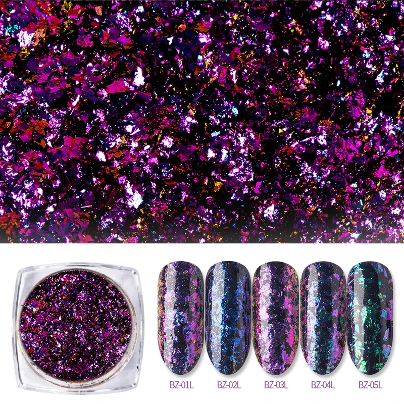 CCO Factory Direct Selling  Nail Mirror Effect chameleon Flakes powder chrome mirror powder