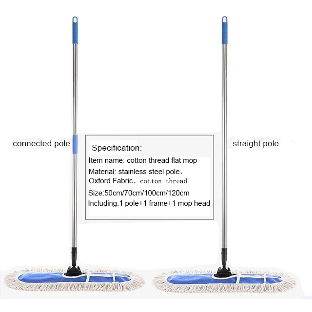 Easy Cleaning Cotton Mop for Floor Cleaning Rectangle Shaped Head with Steel Handle Durable Stocked for Home Use for Dining Room