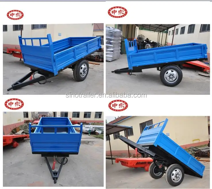 simple 2 tons single axle 2 wheels tractor trailer on wheel