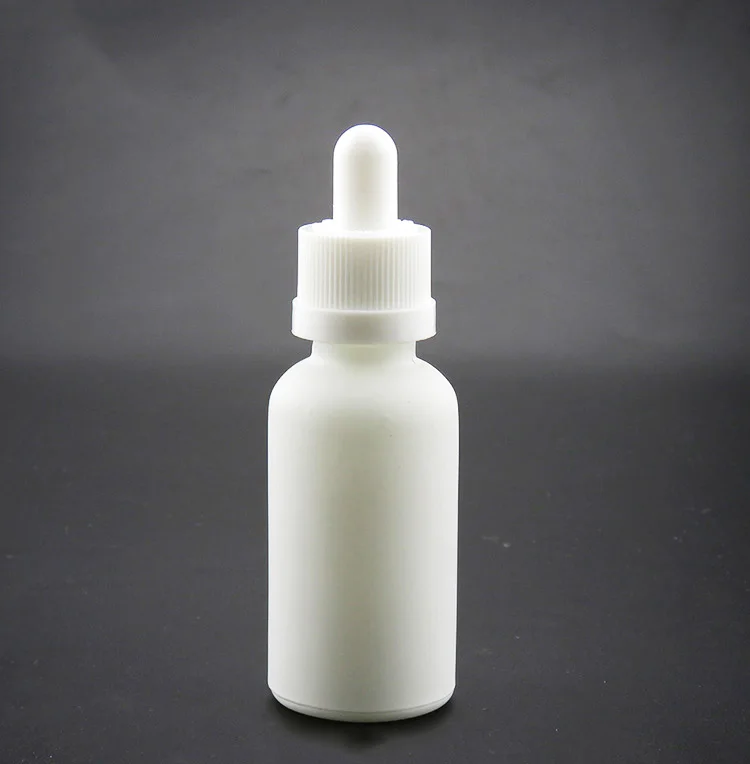 Frosted Essential Oil Bottle pipette 30ml White Glass Dropper Bottle with glass lid