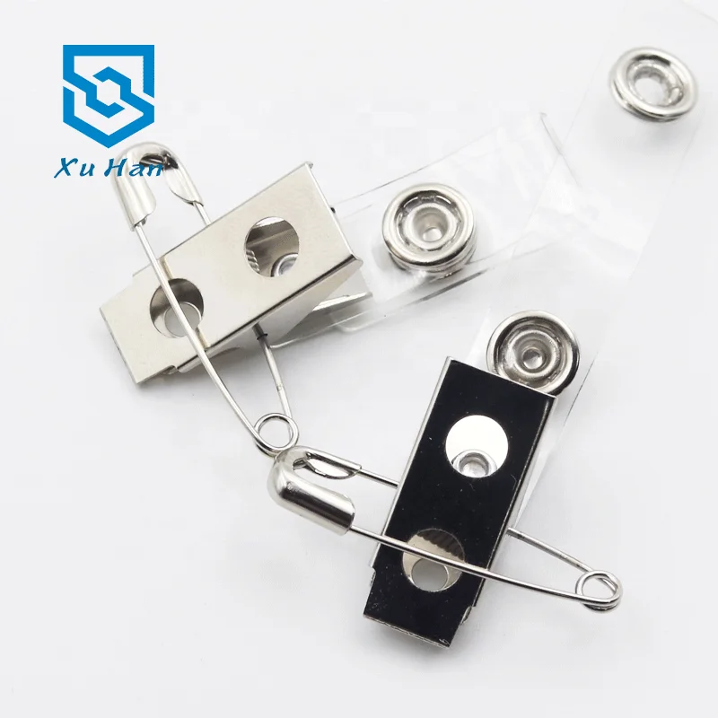 Factory direct sale, hot sell high quality metal badge clip with plastic strap for ID badge.